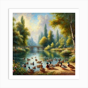 Ducks In The Park Art Print