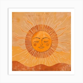 Sun With A Face Art Print