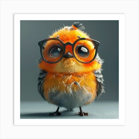 Cute Bird With Glasses Art Print