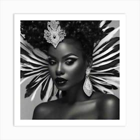 Black Woman With Feathers 1 Art Print