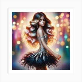 Girl With Feathers Art Print