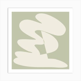 Organic Abstract Geometric Shape in Sage Green Square Art Print