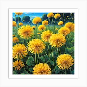 Dandelion Dreams: A Botanical Elegance Art Print