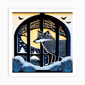 Wolf In The Window Art Print