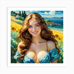 Sunflower Girlguo Art Print