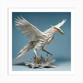 Origami Elegant Bird in a Flight Art Print