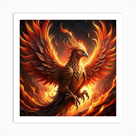 A Majestic Phoenix Rising From A Blaze Of Fire Art Print