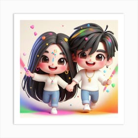 Holi Couple 8 Art Print