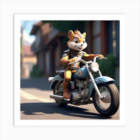 Chipmunk Riding A Motorcycle 1 Art Print