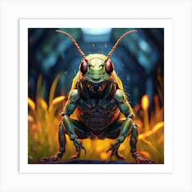 Grass Hopper Standing Up On Back Legs Looking At Camera Art Print