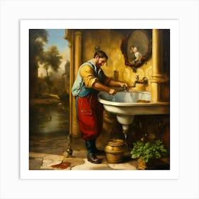 Man Washing His Hands Art Print