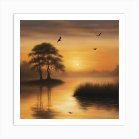 Sunrise At The Lake 2 Art Print