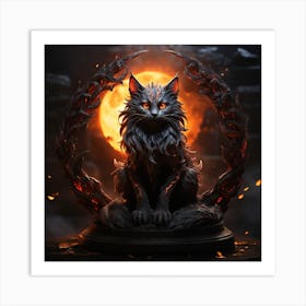 Cat In The Flames Art Print