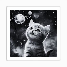 Kitten In Space Art Print