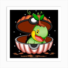 Turtwig In Pumpkin Ball - Pokemon Halloween Art Print