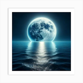 Full Moon Over Ocean Art Print