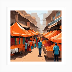 Orange Market In Ghana Art Print