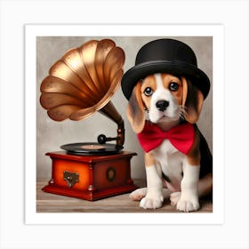 Beagle In Top Hat~Reimagined 1 Art Print