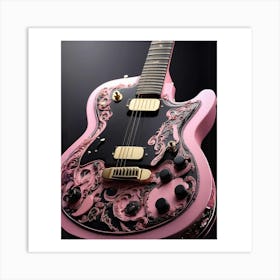 Rhapsody in Pink and Black Guitar Wall Art Collection 17 Art Print