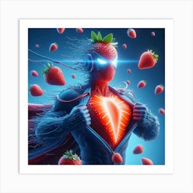 Superhero With Strawberries Art Print