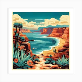 California Coast, Travel Posters A Retro-Inspired Travel Posters Showcasing Iconic Destination Art Print