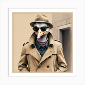 Goose In A Trench Coat Art Print