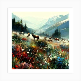 Elk In The Meadow 1 Art Print