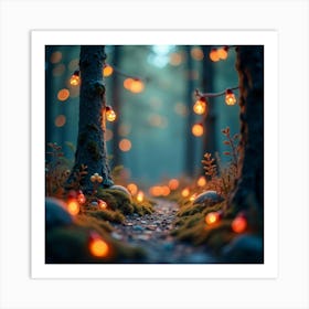 Fairy Lights In The Forest Art Print