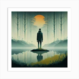 Man Standing In A Lake Art Print