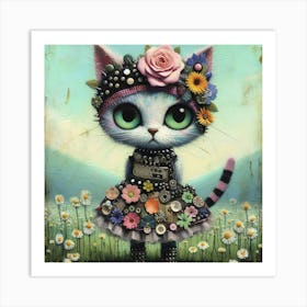 Cute punk cat 1 Art Print