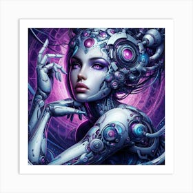 Beautiful cyborg woman Art Print