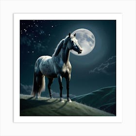 Horse In The Moonlight 21 Art Print