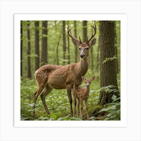 Deer In The Forest 2 Art Print