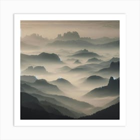 Foggy Mountains Art Print