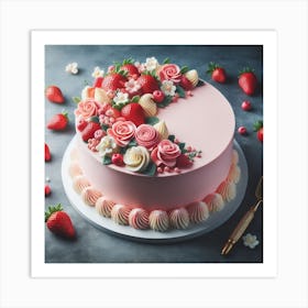 Strawberry Cake Art Print