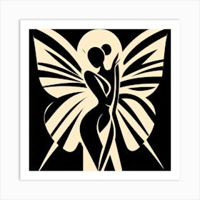 Abstract Butterfly with Female Figure Art Print