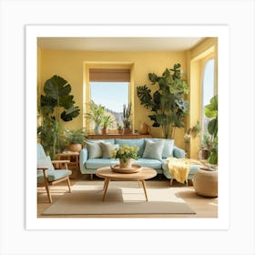 Default A Sundrenched Living Room With Soft Yellow Walls Natur 1 Art Print