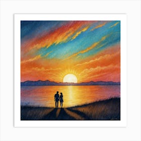 Sunset Couple Art Print