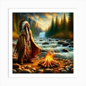 Oil Texture Native American Warrior 2 Copy Art Print