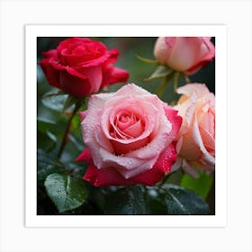 Roses In The Rain 1 Art Print