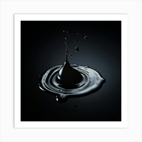 Black Liquid Drop Art Print