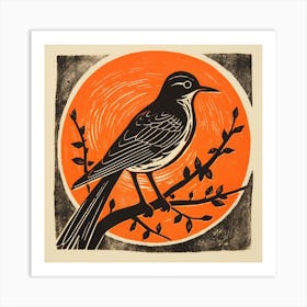 Retro Bird Lithograph Lark 2 Art Print