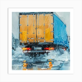 Truck In The Rain Art Print