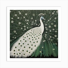 Ohara Koson Inspired Bird Painting Peacock 5 Square Art Print