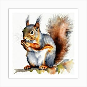 Squirrel Watercolor Art Print