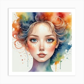 Watercolor Girl 2 Art Print