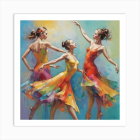 Figurative Multicolor Dancers Art Print 3 Art Print