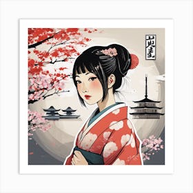 Japanese Girl Art Print