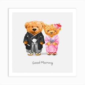 Good Morning Teddy Bears Art Print