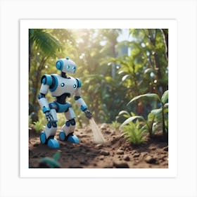 Robot In The Jungle Art Print